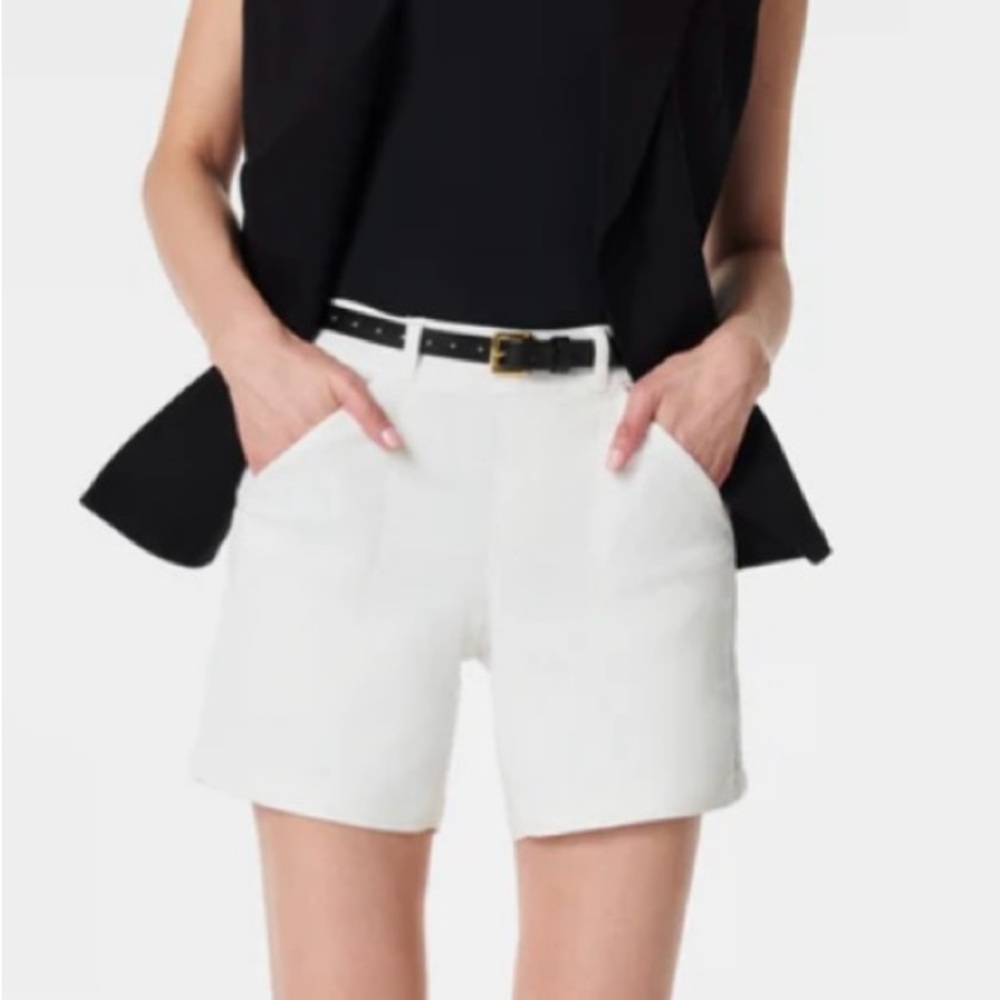 Brand New Spanx 6” Stretch Twill Shorts Small Bright White